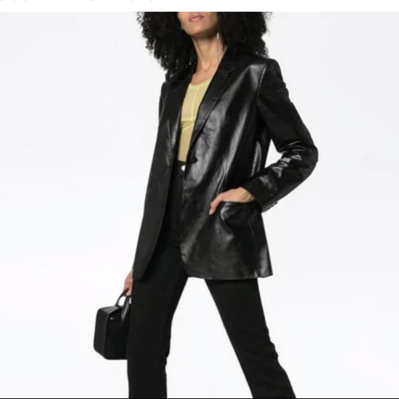 Helmut Lang Boyfriend Relaxed fit Leather Blazer - Picture 6 of 16